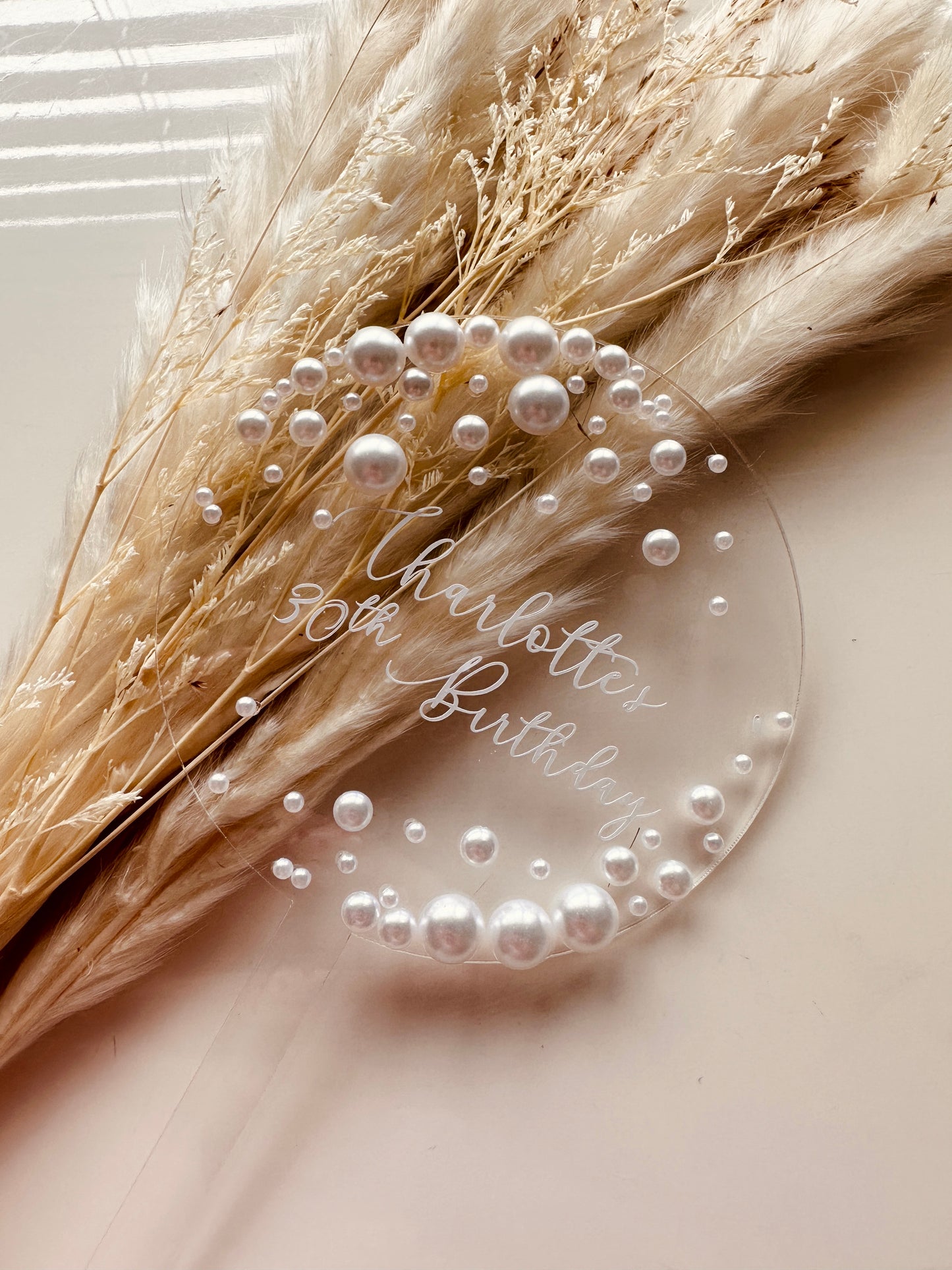 Pearl Acrylic Cake Topper