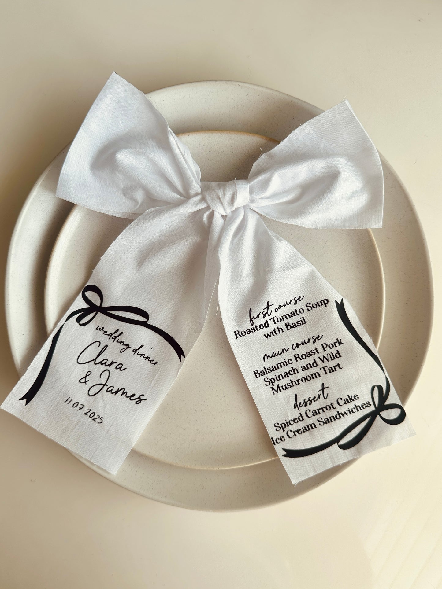 Linen Menu Bows