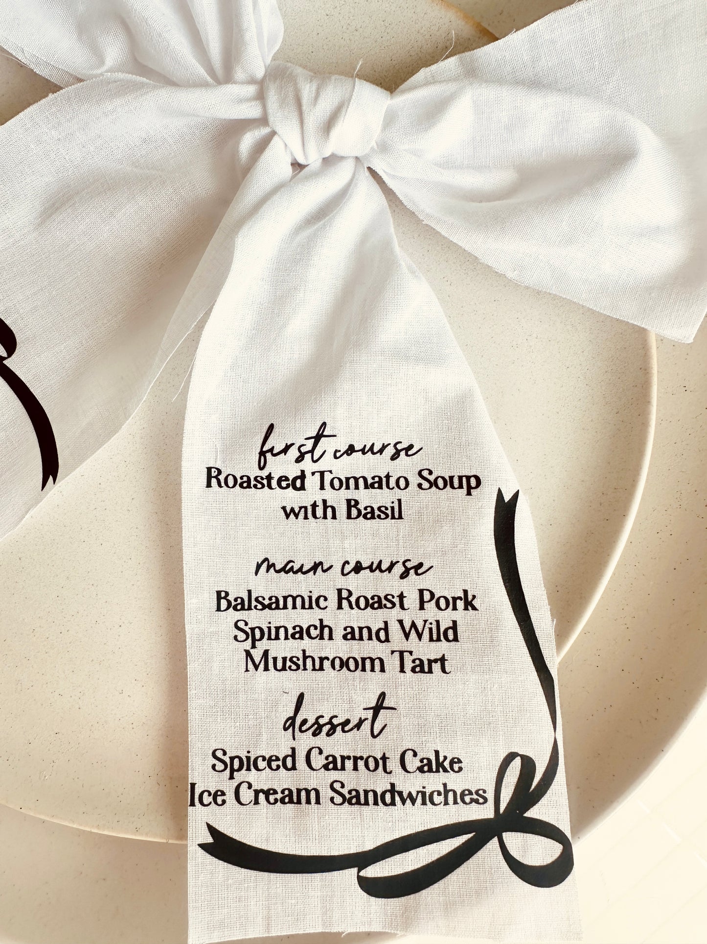 Linen Menu Bows
