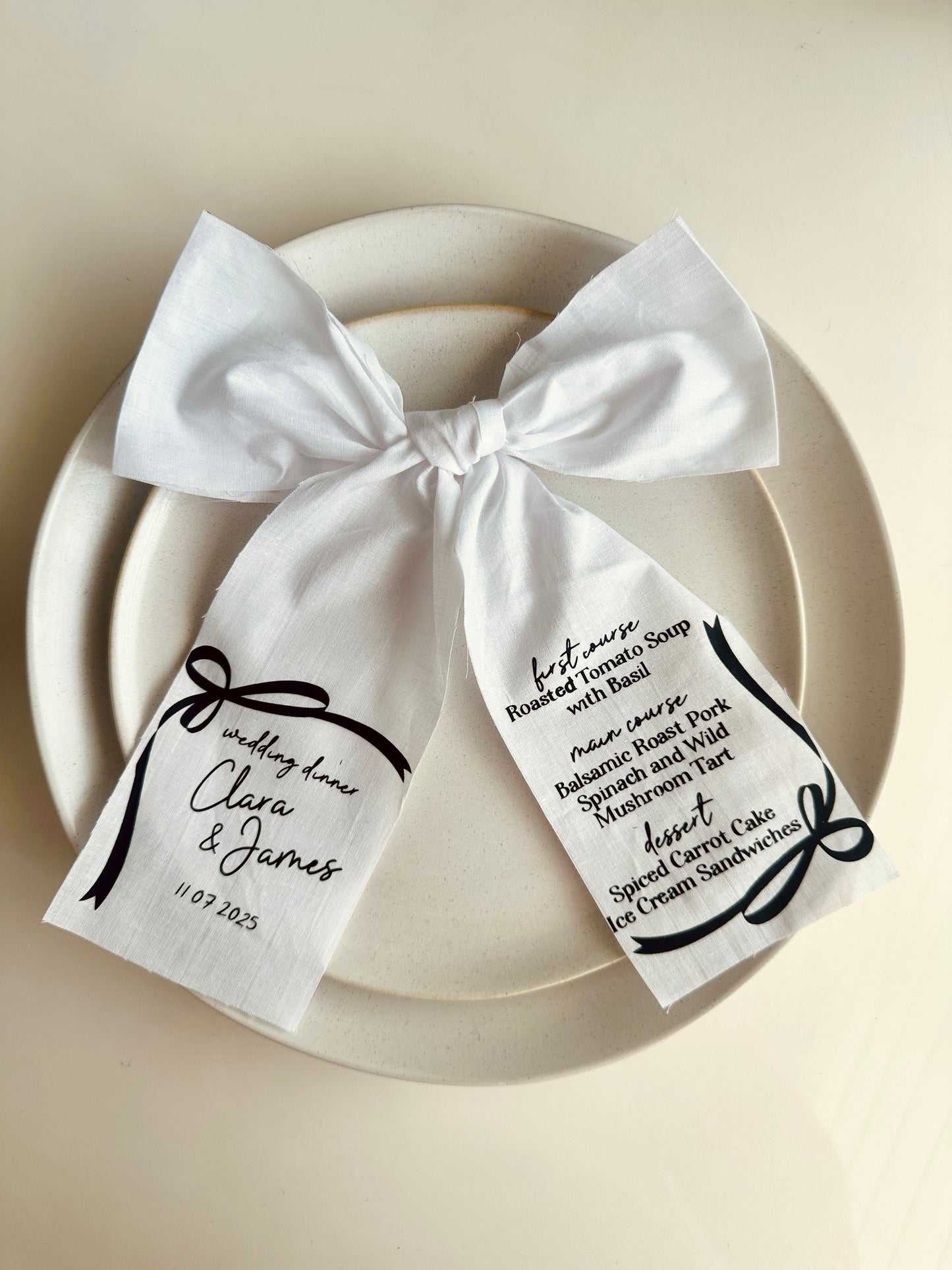 Linen Menu Bows