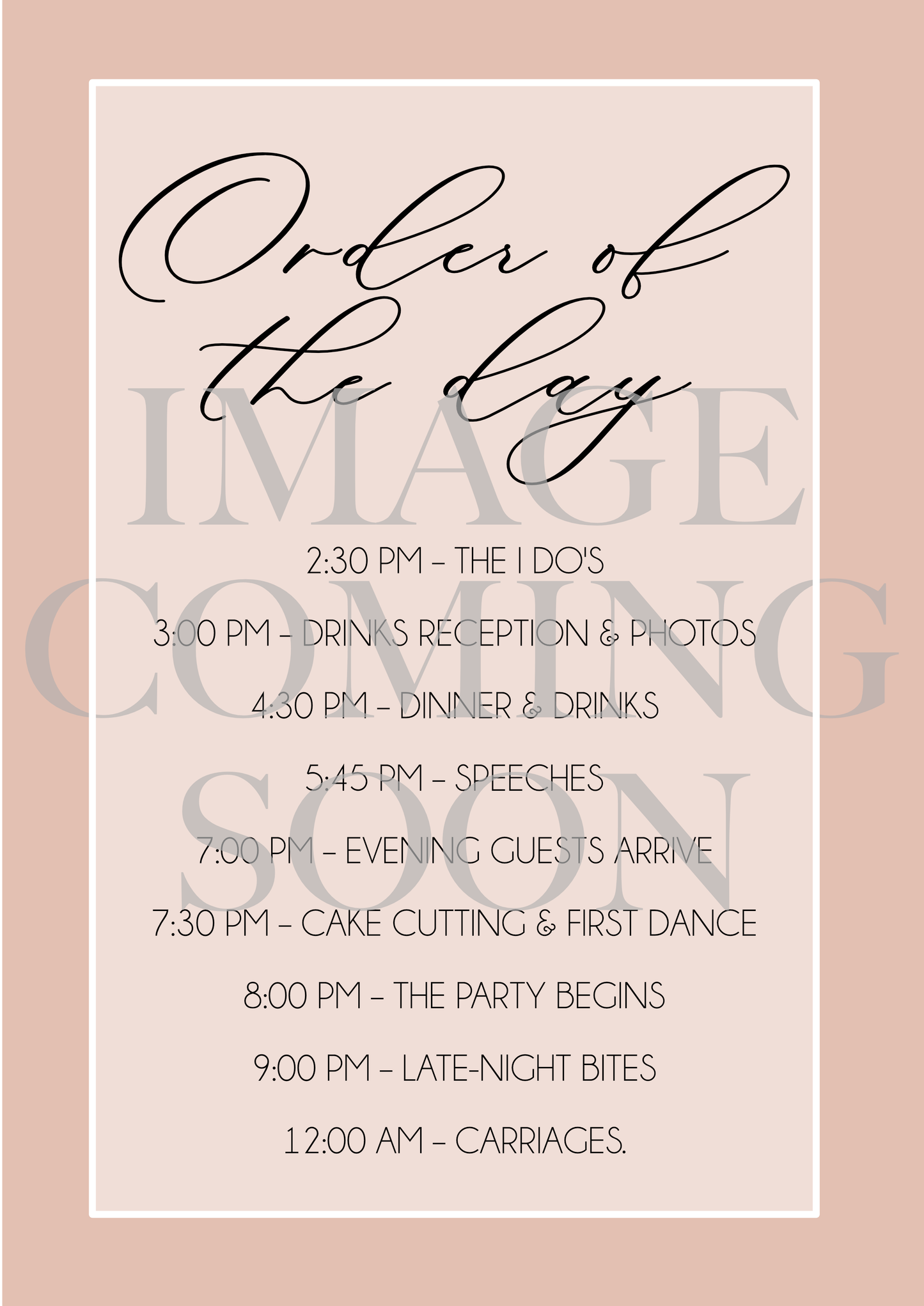 Order of The Day Acrylic Sign