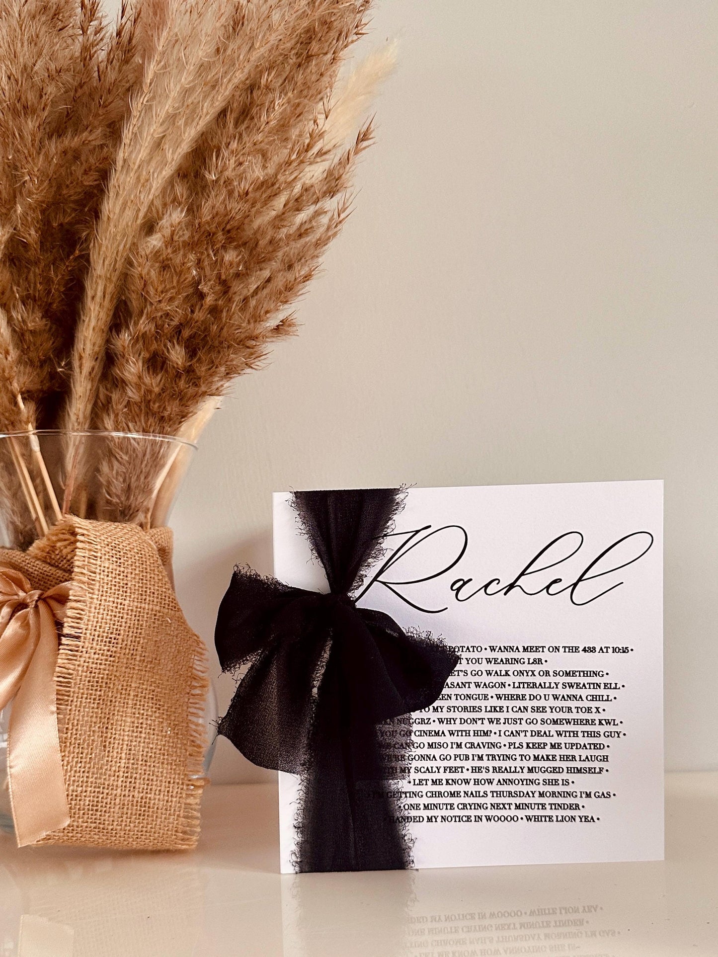 Personalised Bridesmaid Cards with Chiffon Ribbon Decal