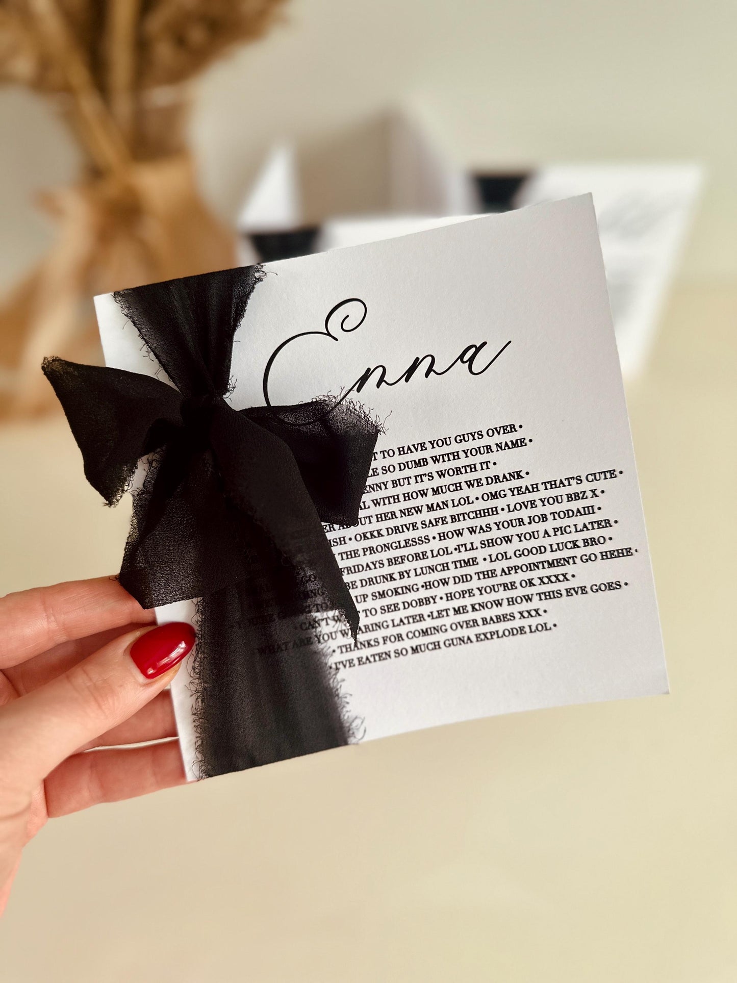 Personalised Bridesmaid Cards with Chiffon Ribbon Decal
