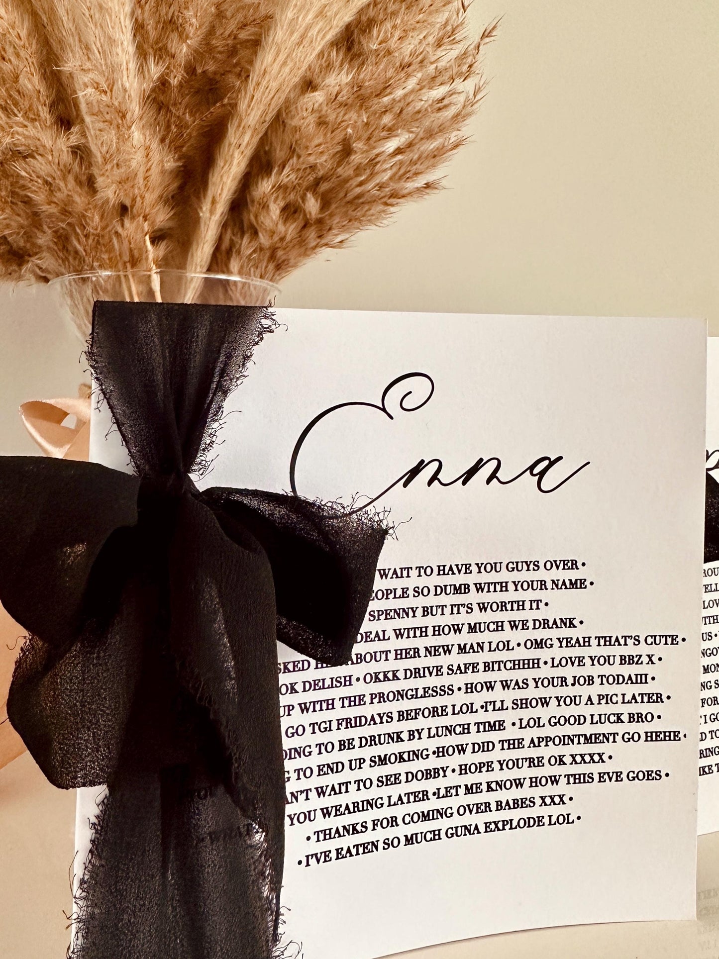 Personalised Bridesmaid Cards with Chiffon Ribbon Decal