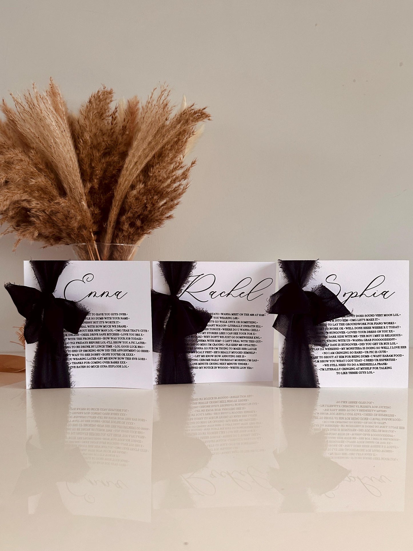 Personalised Bridesmaid Cards with Chiffon Ribbon Decal