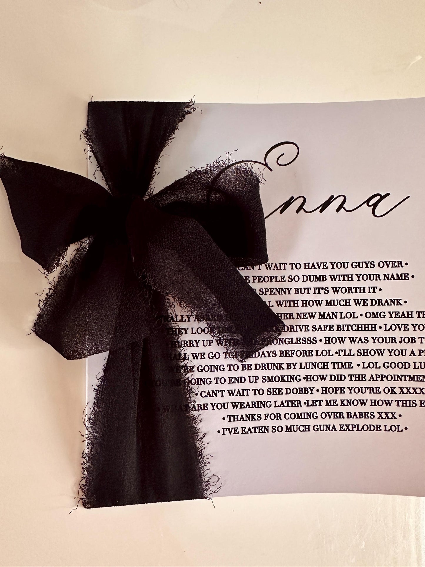 Personalised Bridesmaid Cards with Chiffon Ribbon Decal