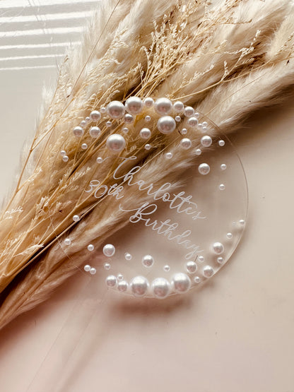 Pearl Acrylic Cake Topper