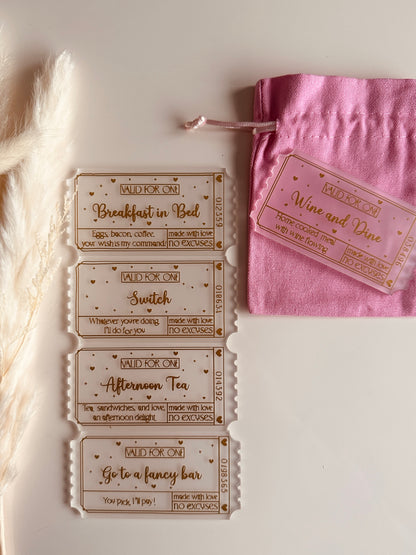 Personalised Acrylic Love Coupons – Unique Gift for Couples