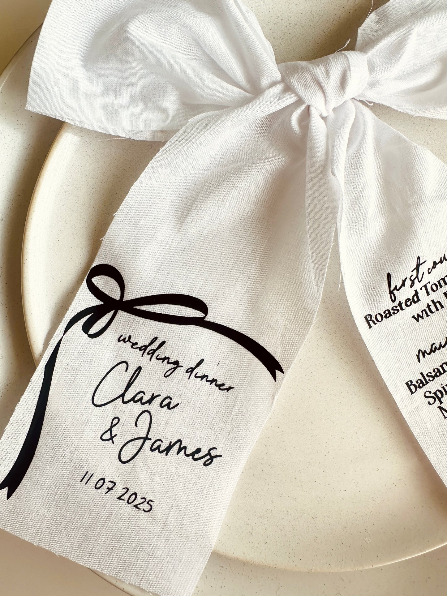Linen Menu Bows