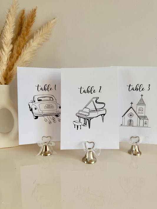 Handwritten Whimsical Table Numbers