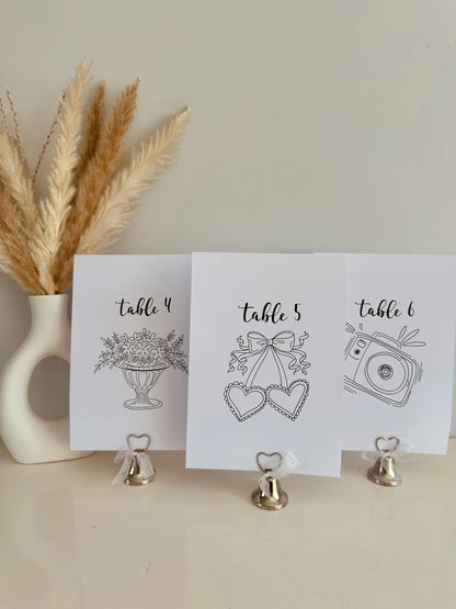 Handwritten Whimsical Table Numbers