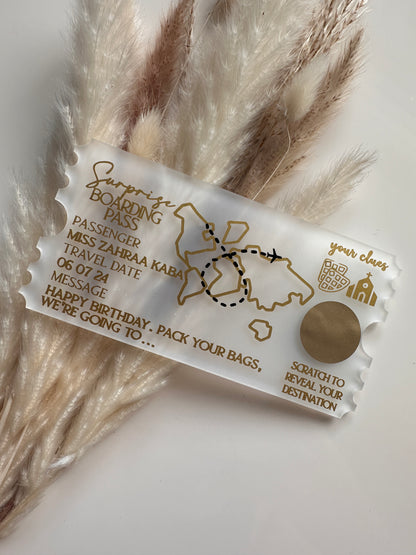 Personalised Scratch Reveal Boarding Pass