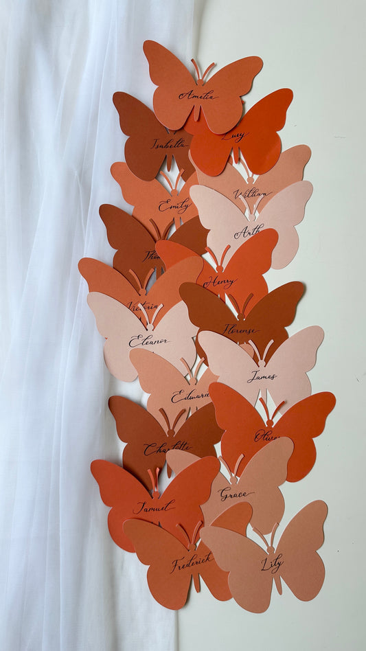 Orange Butterfly Place Cards- Assorted Shades