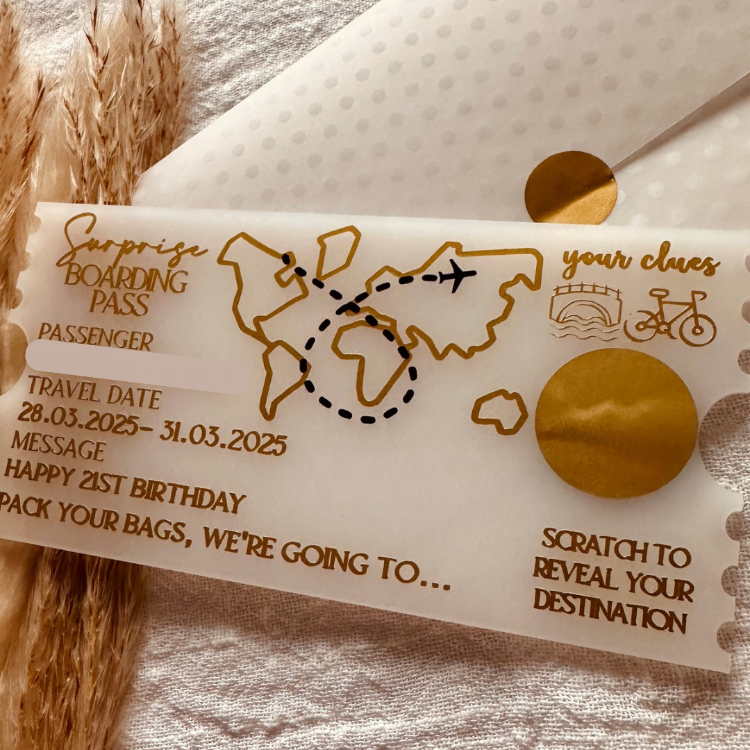 Personalised Scratch Reveal Boarding Pass