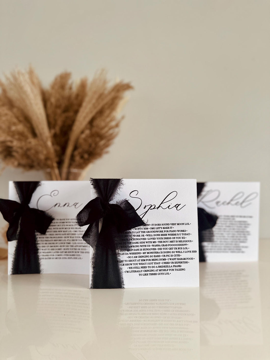 Personalised Bridesmaid Cards with Chiffon Ribbon Decal