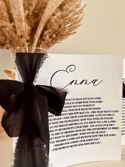 Personalised Bridesmaid Cards with Chiffon Ribbon Decal